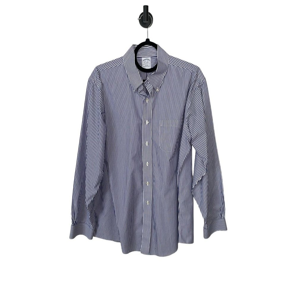 Brooks Brothers Mens Button Shirt Slim Fit Striped Non-Iron‎ 16 1/2 -35 Supima